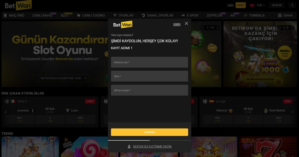 betwon üyelik rehberi